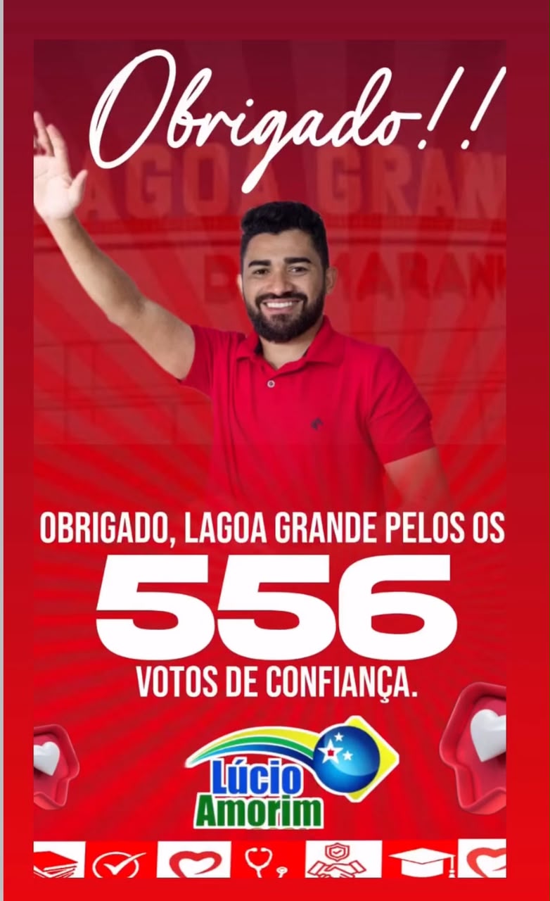 Agradecimento pelos 556 votos de confiança